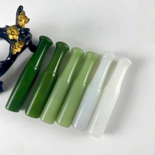 质和田玉烟嘴大号旱老式旱烟袋通用烟具配件 白色玉石烟嘴